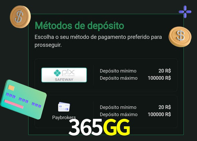 O cassino 365GG oferece uma grande variedade de métodos de pagamento
